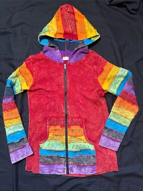 Greater Good Network Colorful Boho Cotton Full Zip Hoodie Women’s Size S/M